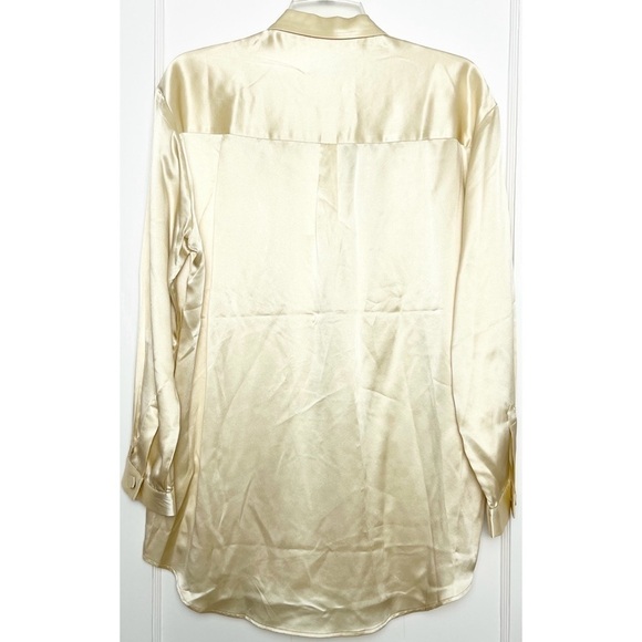 NWT MICHAEL LO SORDO Silk Satin Tux Lapel Button Front Oversized Boy Shirt 8 - Picture 4 of 9